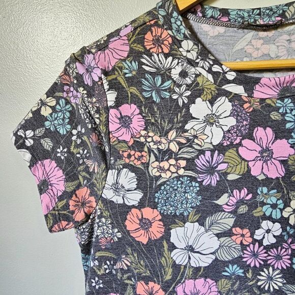 EUC LILY WHITE FLORAL CREW NECK BABYDOLL TIERED DRESS SIZE L - Picture 8 of 14